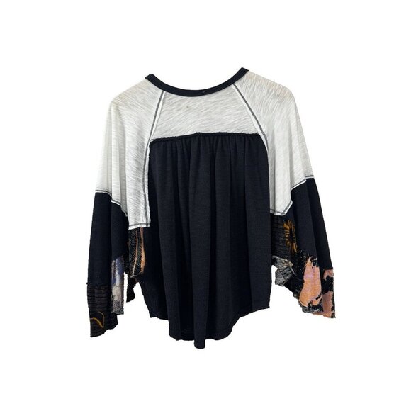 Boho XS Floral Butterfly Sleeve Top Oversized Festival Coastal Fairycore Bat - Picture 3 of 15